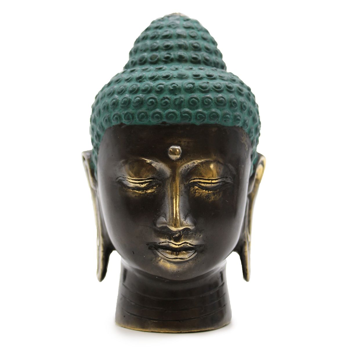 Cabeça de Buda Grande em Latão Antigo