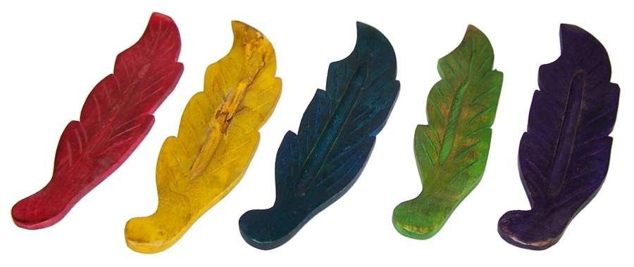 Recipiente para cinzas em madeira com desenho de folhas (várias cores)