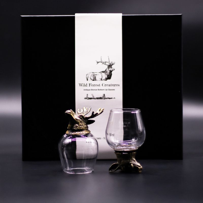 Gift Set of 6 Bottom Up Glasses (100ml) - Wild Forest Creatures