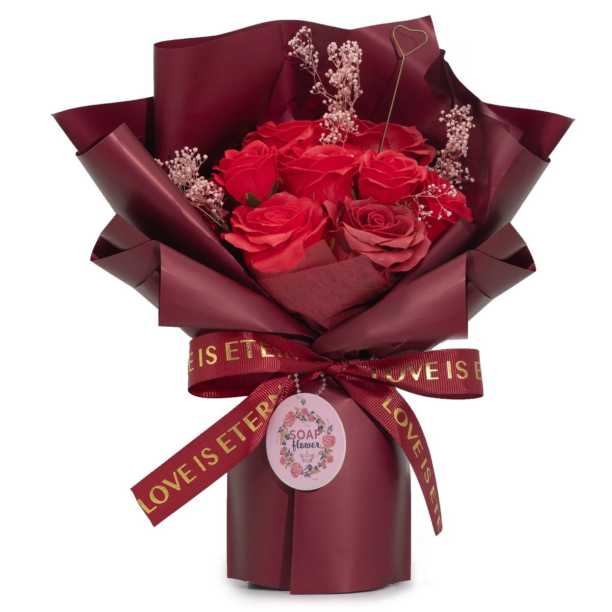 Grande ramo de rosas vermelhas - O amor é eterno - Cartão de presente