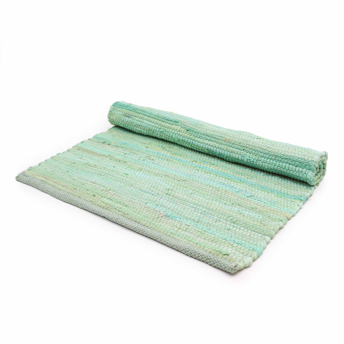 Tapete indiano médio de algodão tecido à mão - 90x150 cm - Verde