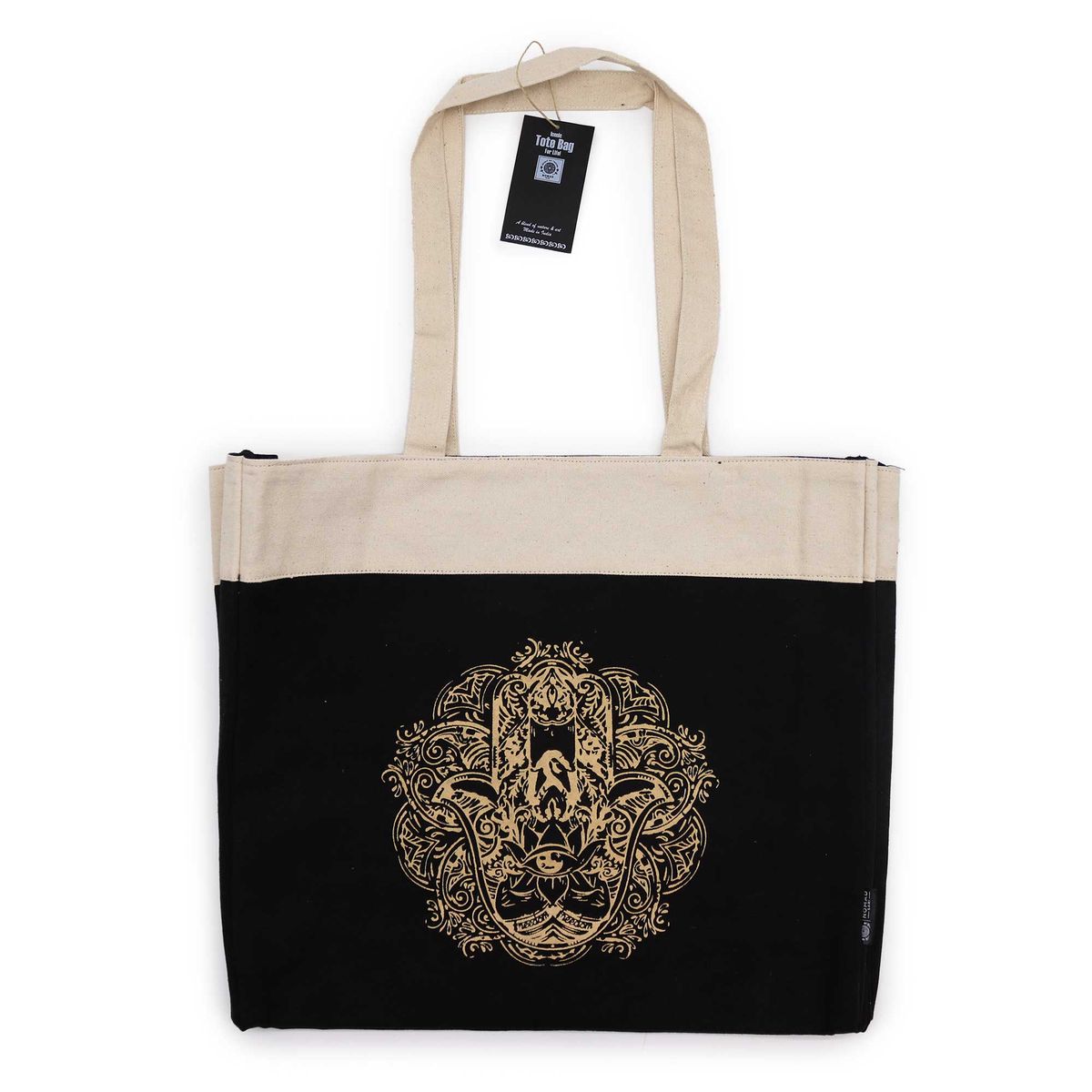 Mala Tote Extragrande Chocolate Lavada à Pedra 14 oz - Mão de Fátima da Liberdade