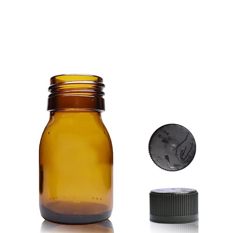 30ml Jantarová Skleněná Lékovka - Bez Uzávěru