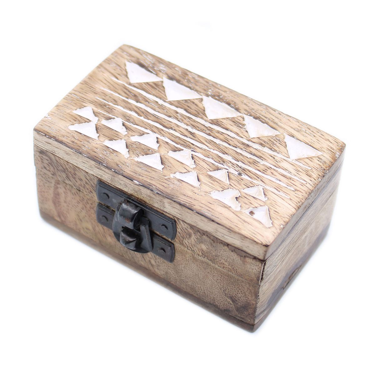 Caixa de madeira branca - 3x1,5 pastilheira com desenho asteca