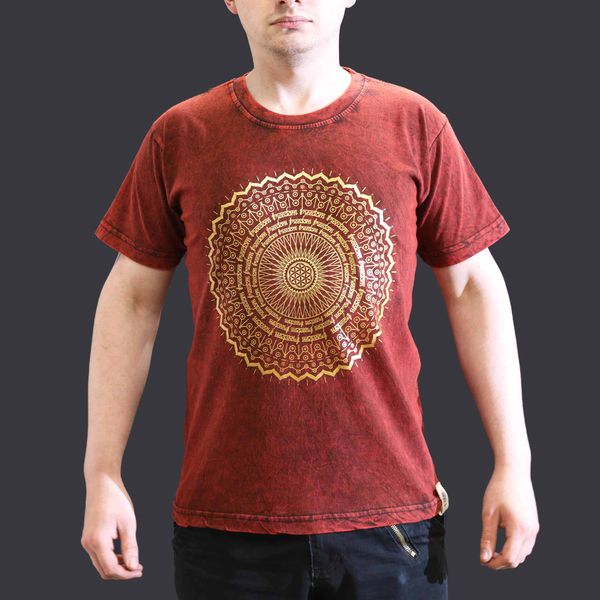 T-shirt Efeito Lavagem - Mandala - Bordô