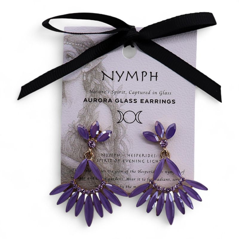 Nymph Aurora Сережки Скляні Довгі - Підвіски - Лавандові