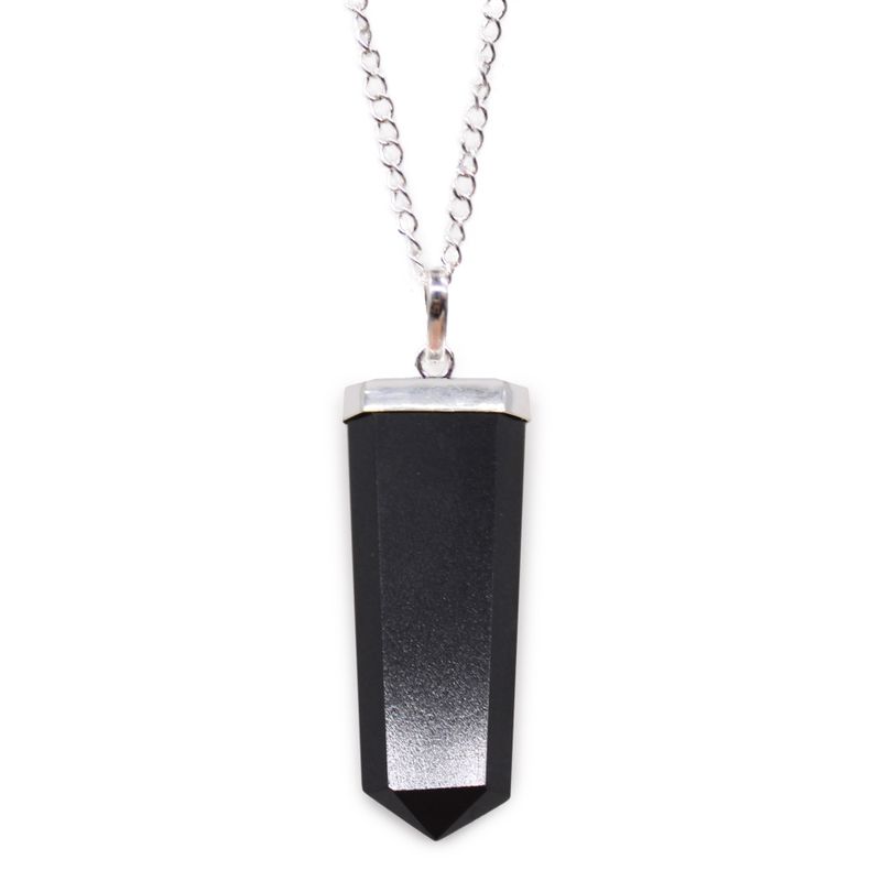 Pendentif Crayon Plat Pierres Précieuses - Agate Noire