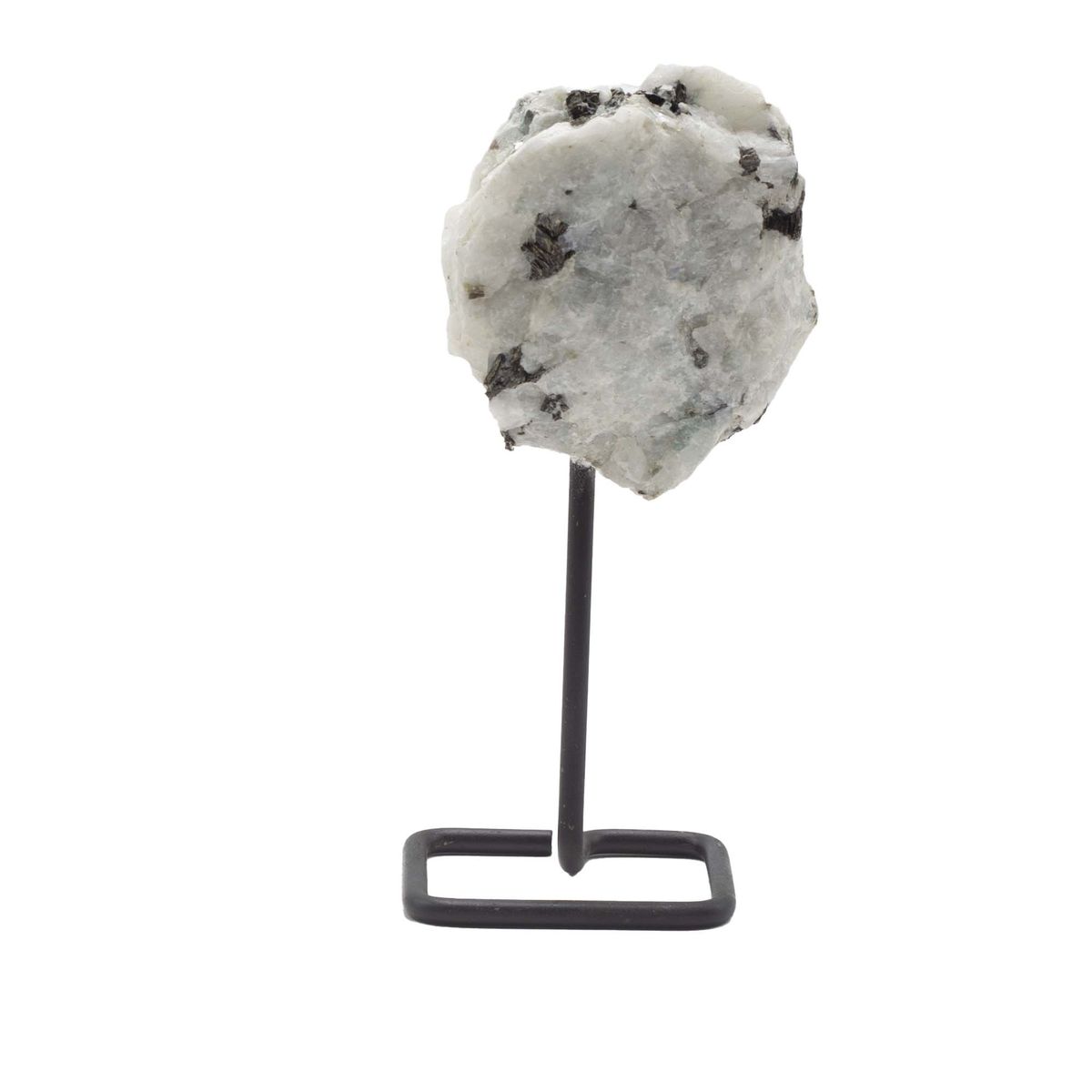 Muestra mineral em suporte metálico - Pedra lunar arcoíris