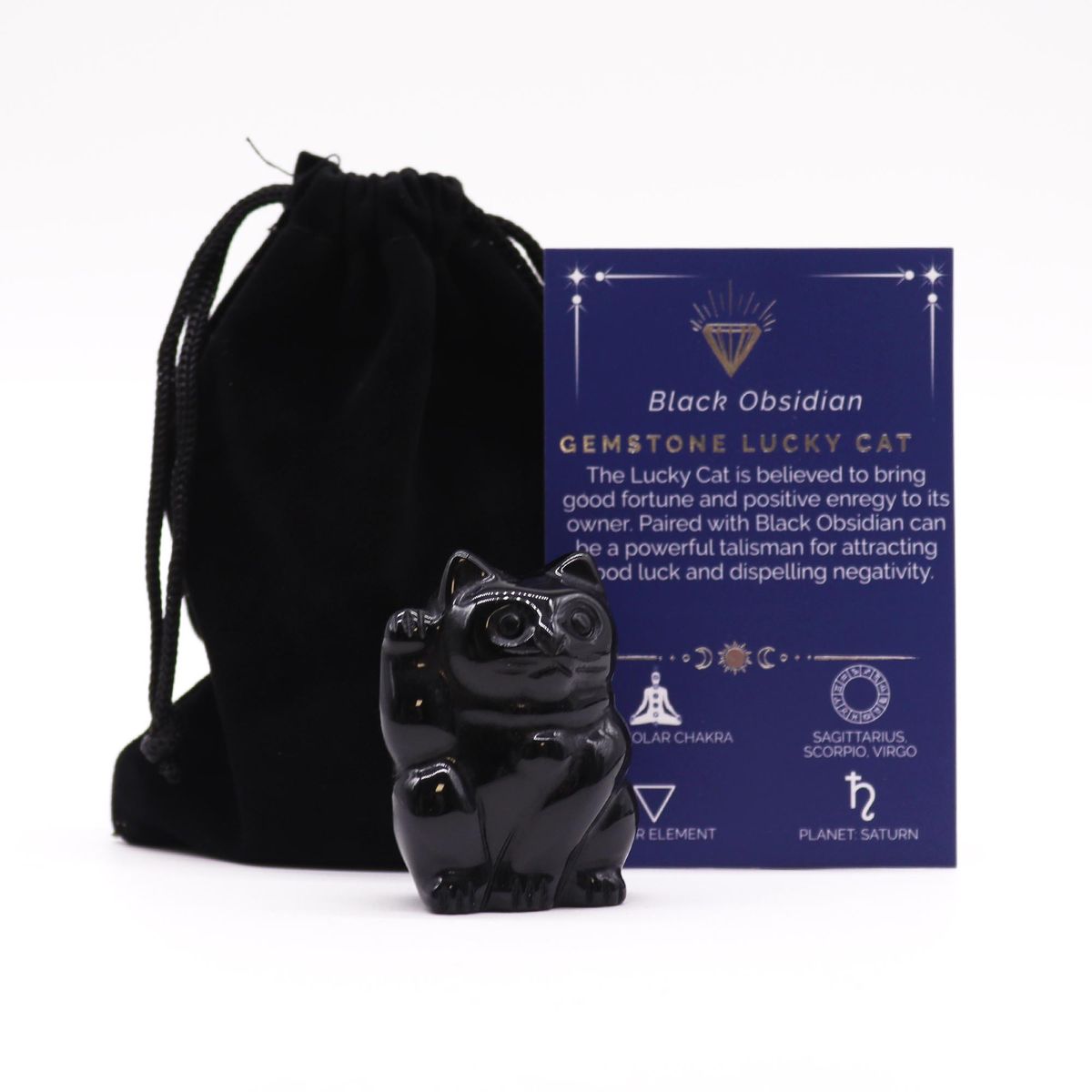 Gema Gato da Sorte - Obsidiana Preta 50x35x25mm