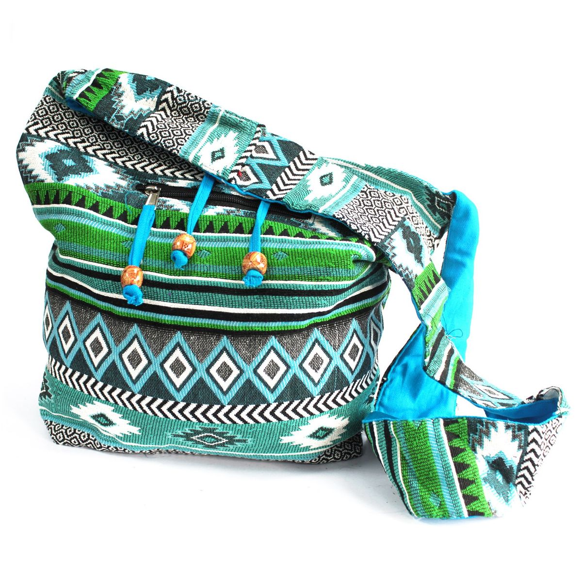 Mala Jacquard - Mala de estudante verde-azulada