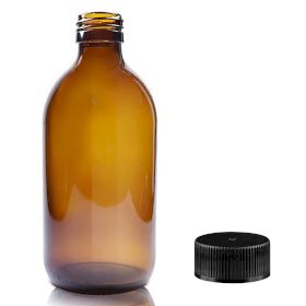 300ml Sticlă de Chihlimbar pentru Medicamente cu Capac din Plastic Negru