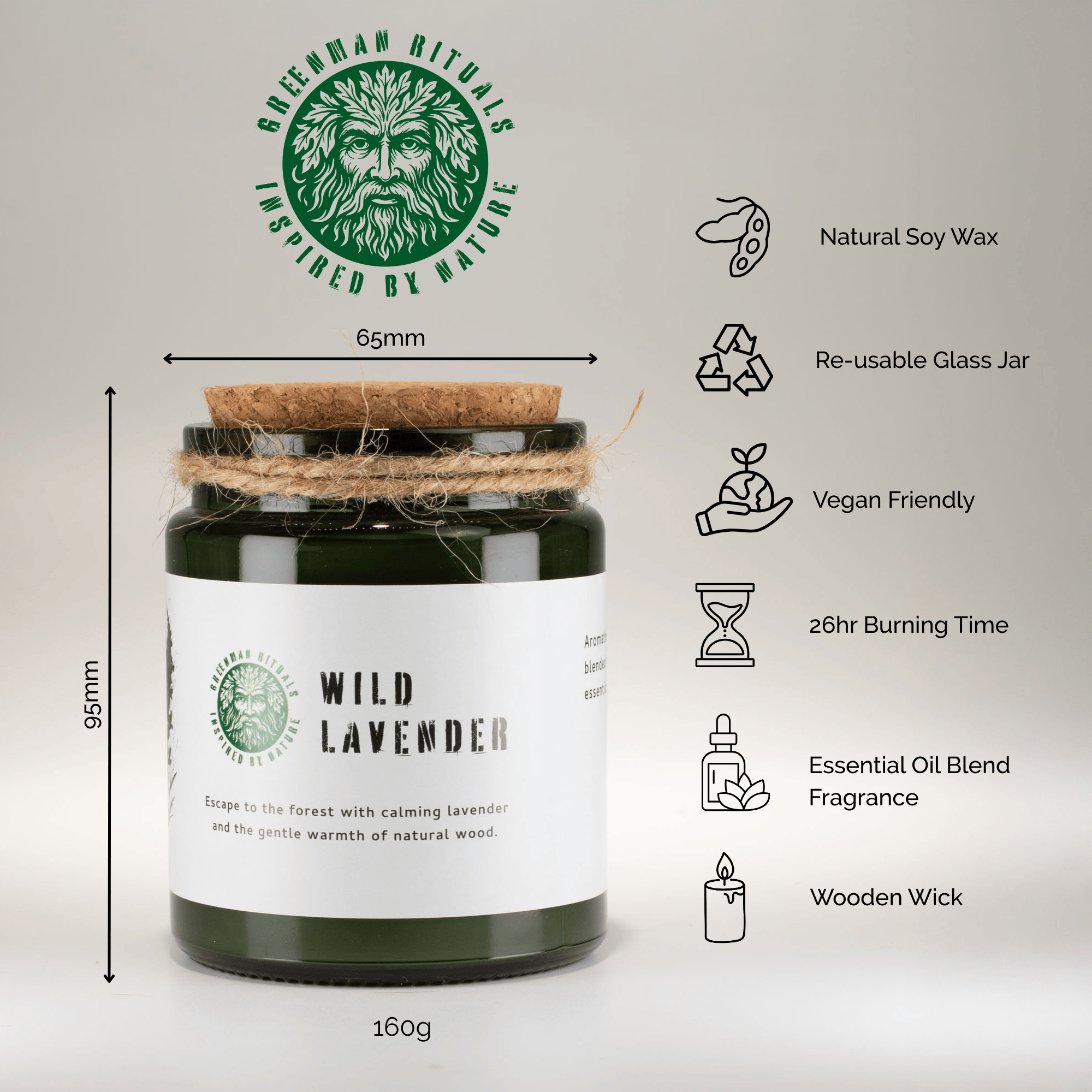 Greenman Woodwick Soy Candle - Wolf's Moon