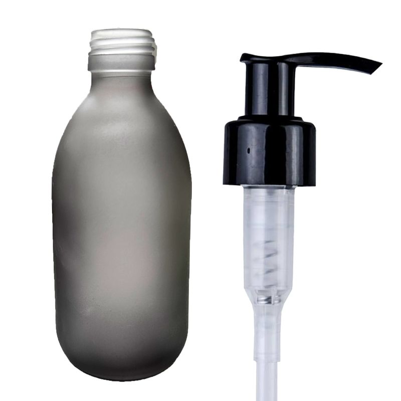 300ml Šedá Skleněná Lékovka - Bez Uzávěru
