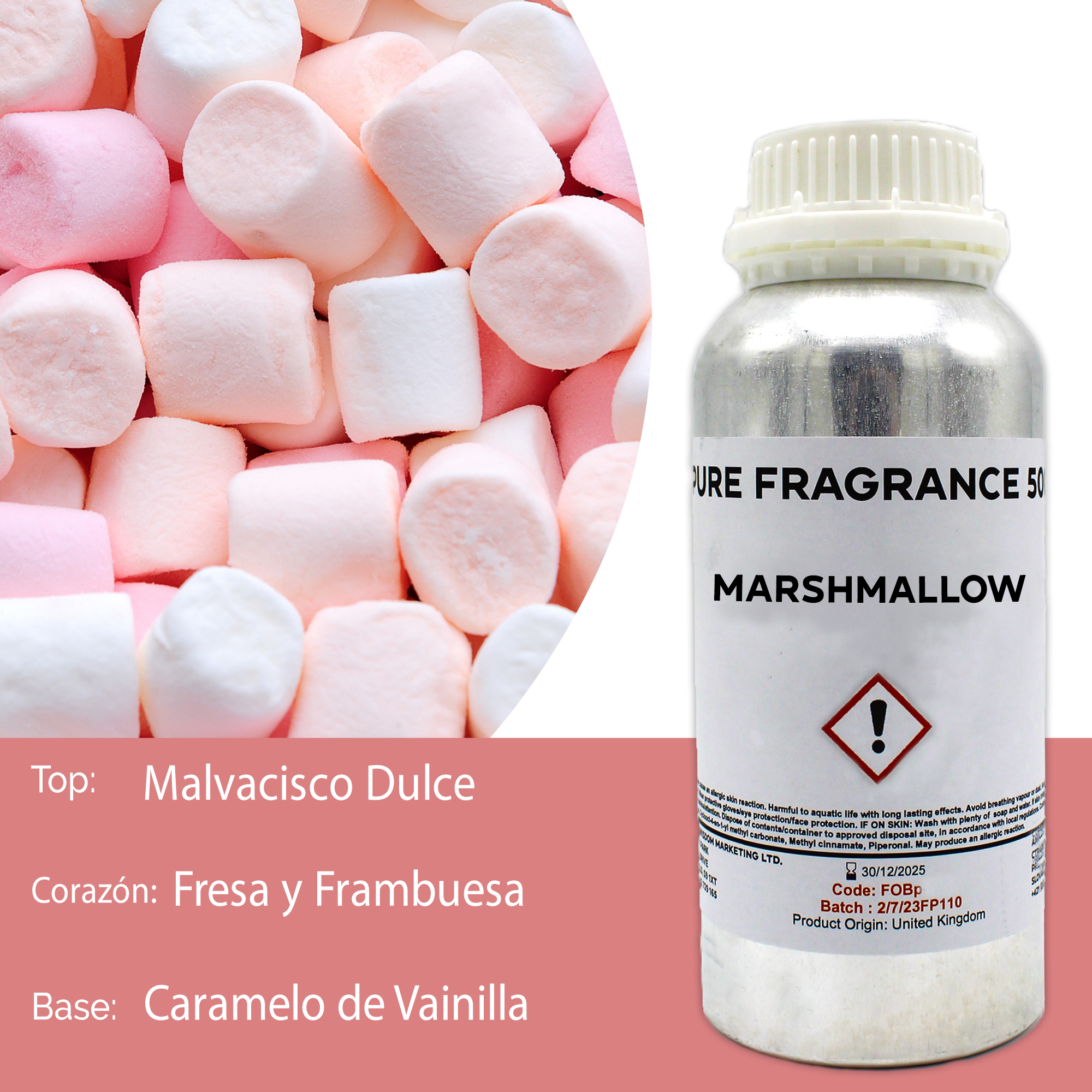 Óleo de fragrância puro de marshmallow - 500 ml