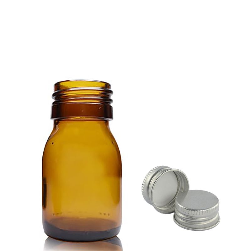 30ml Jantarová Skleněná Lékovka - Bez Uzávěru