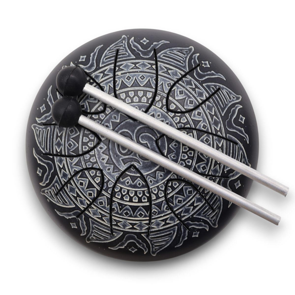 Tambor Om Mandala Gravado - 16 cm