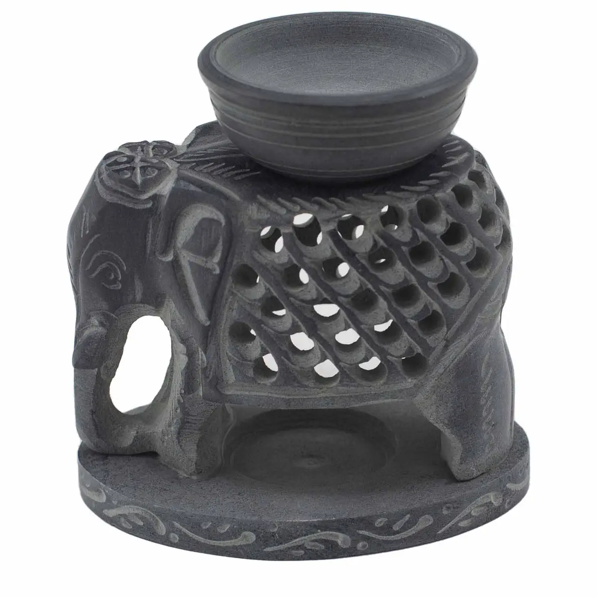 Soapstone Oil Burner 10.5cm - Standing Elephant — Incense Burners · GlowDuty apothecary
