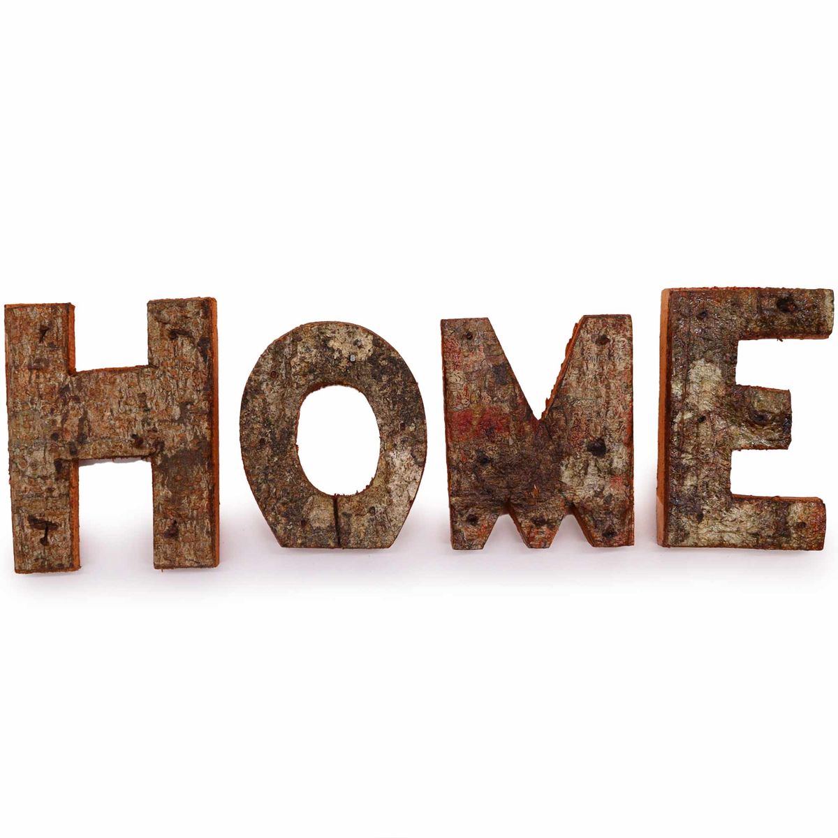 Conjunto de Letras em Casca Rústica - HOME (4x3) - Pequeno 7 cm
