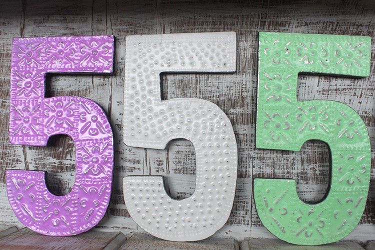Chiffre multi couleurs - Couleurs assorties -Chiffre "5"  - 15cm