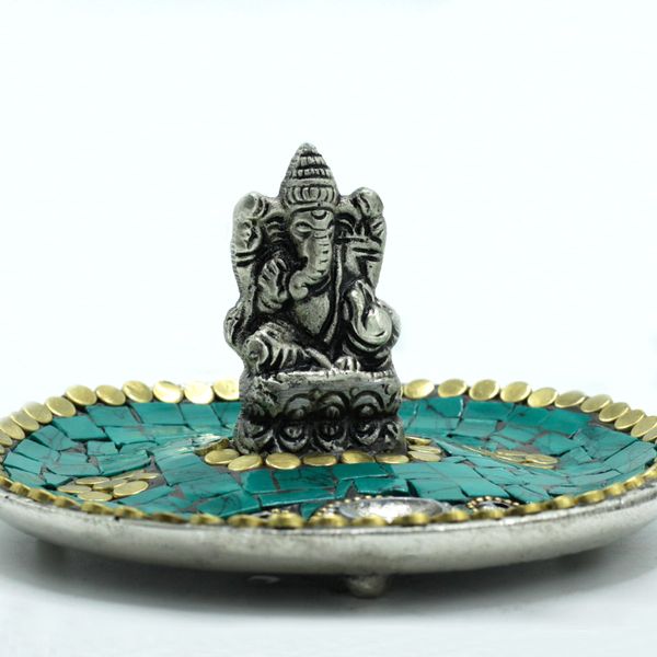 Plaque Ganesh Décor Tibétain Porte-Cône et Bâton