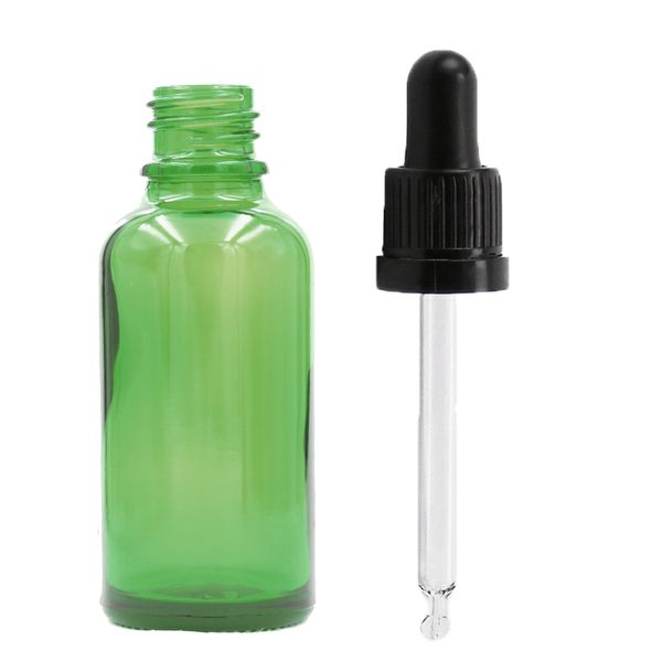 50ml Grön Glasflaska med Svart T/E Pipett