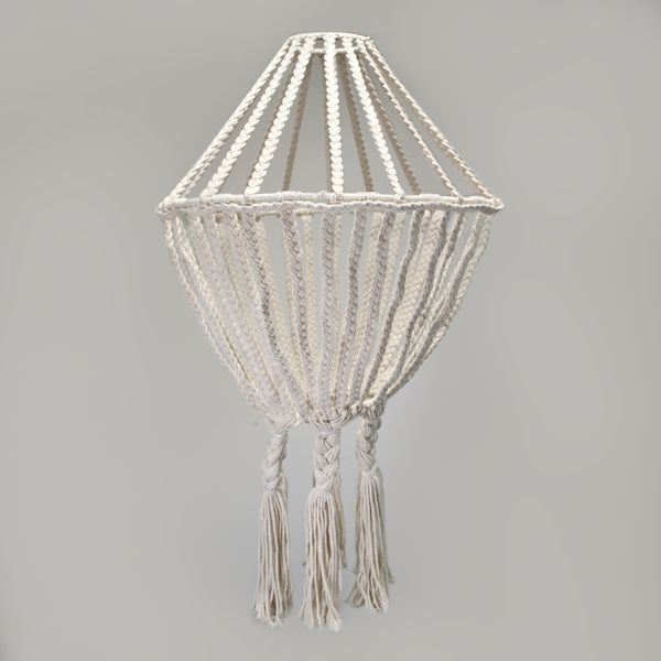 Grand Lustre Pendant en Macramé - Naturel
