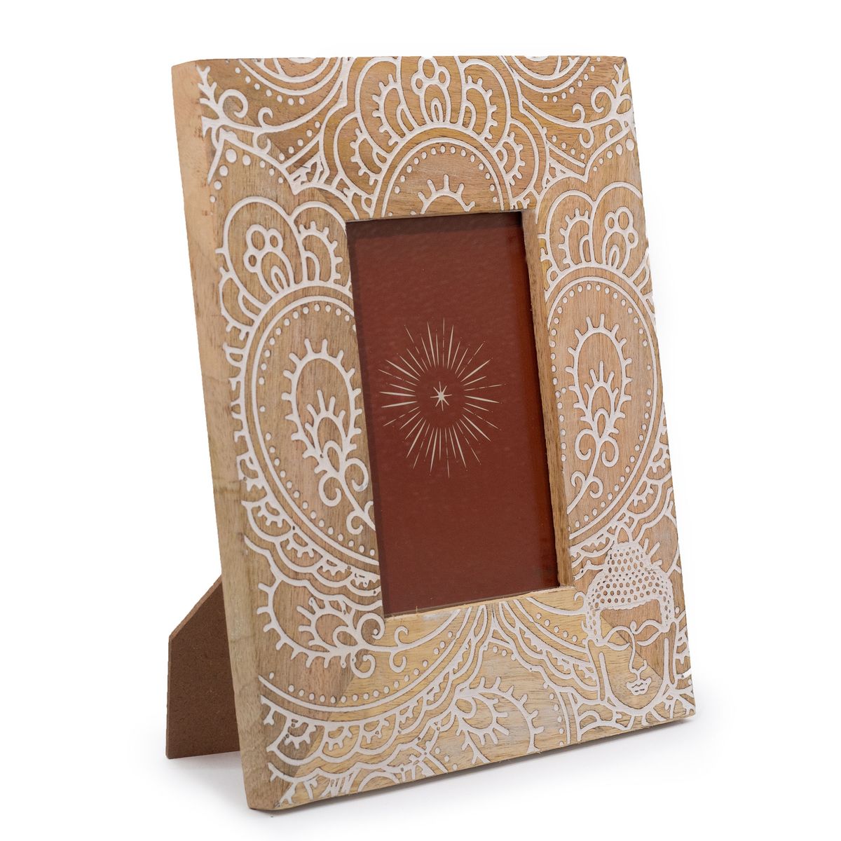 Moldura de madeira de manga (para 10x15 cm) 26x20x2 cm - Buda Branco