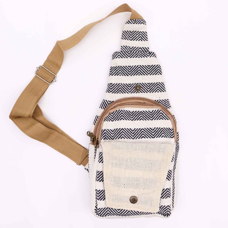 Sac Bandoulière Coton Naturel -  Noir & Blanc