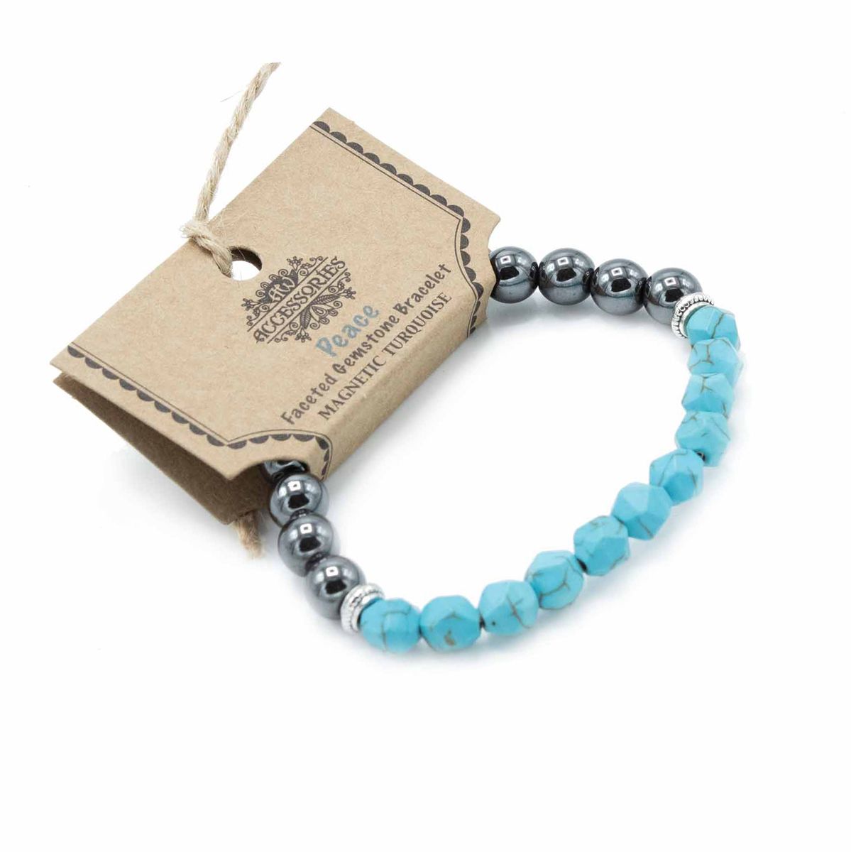 Pulseira de Pedra Preciosa Esculpida - Turquesa Magnética
