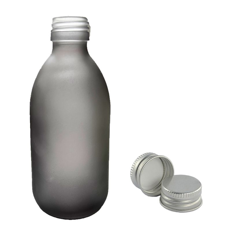 300ml Šedá Skleněná Lékovka - Bez Uzávěru