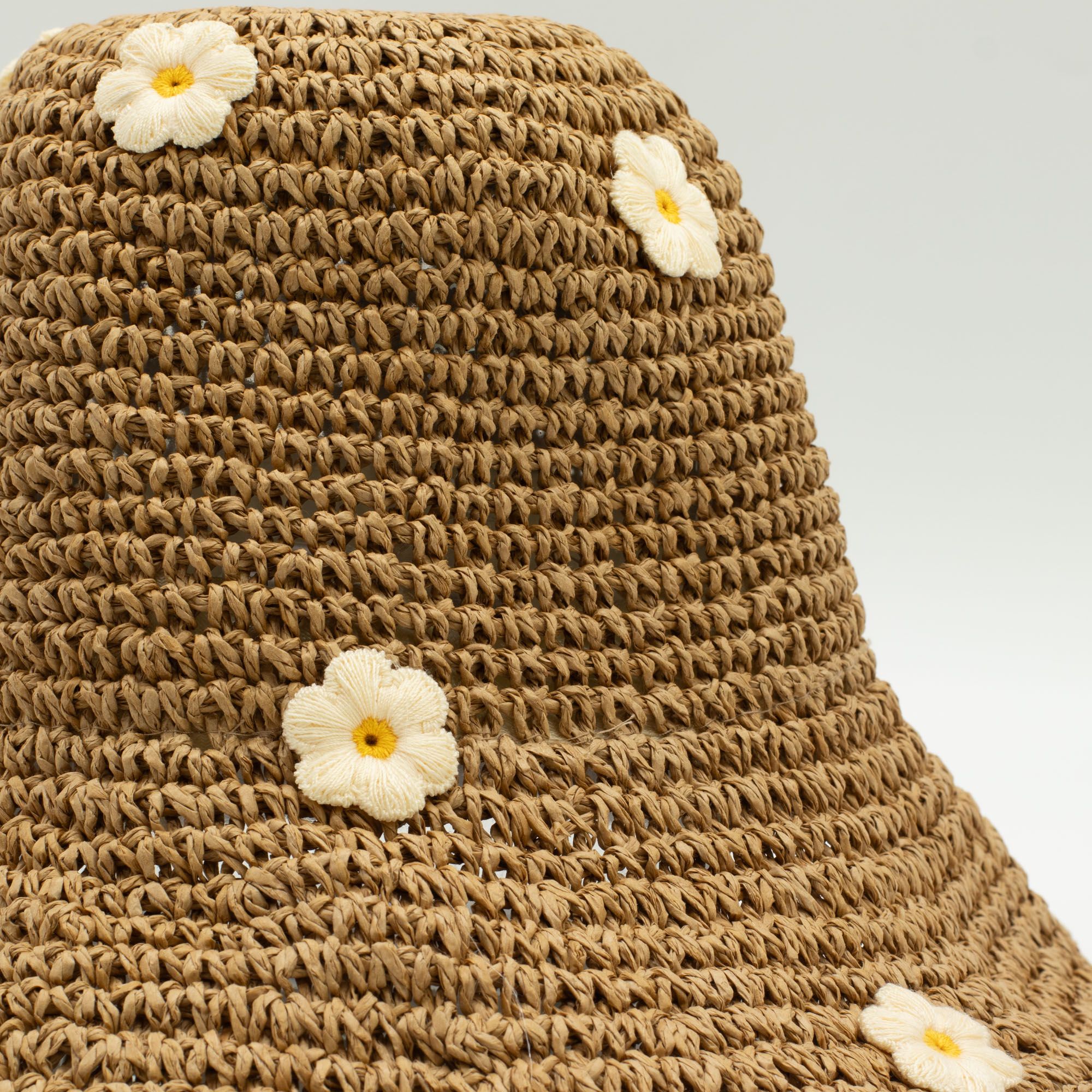 Nomad Sari Floppy Straw Sun Hat - Beige & Blue Flowers