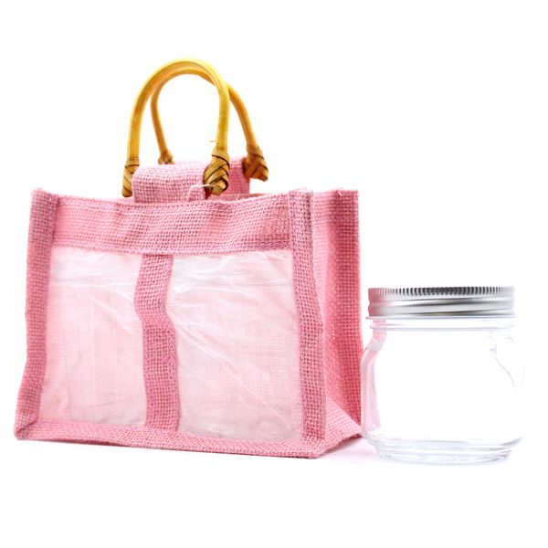 Paniers en Jute et Coton - 2 Fenêtres - Rose