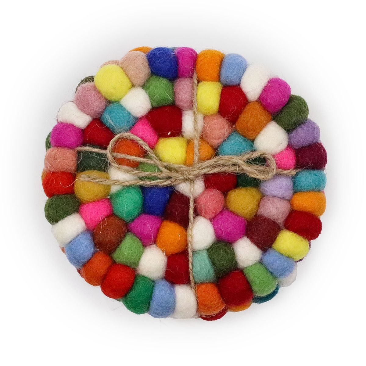 Bases para copos redondas de feltro de 10 cm, multicoloridas (conjunto de 4)