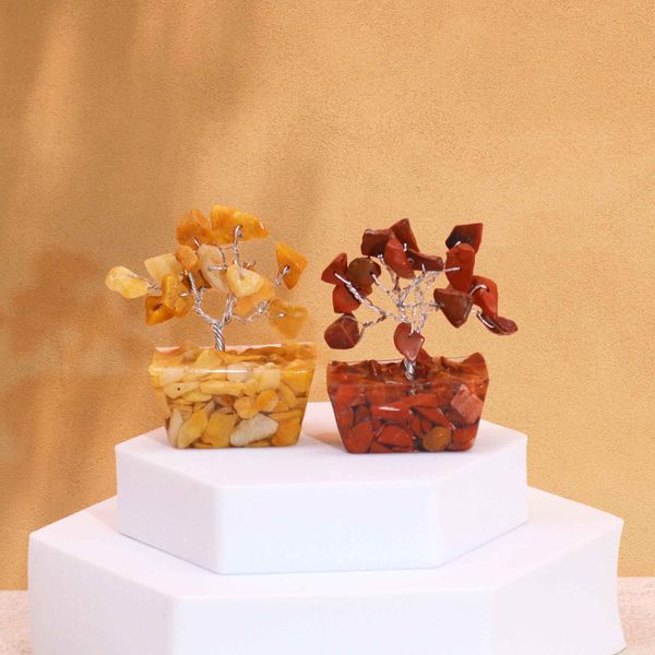 Mini Árvores de Pedras Preciosas em Base de Orgonite - Mistura Sortida (15 pedras)