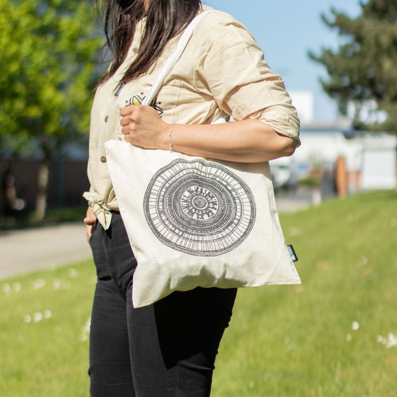 Iconic Basic Tote Bag - Urban Mandala - (40x37cm) - Natural 4oz
