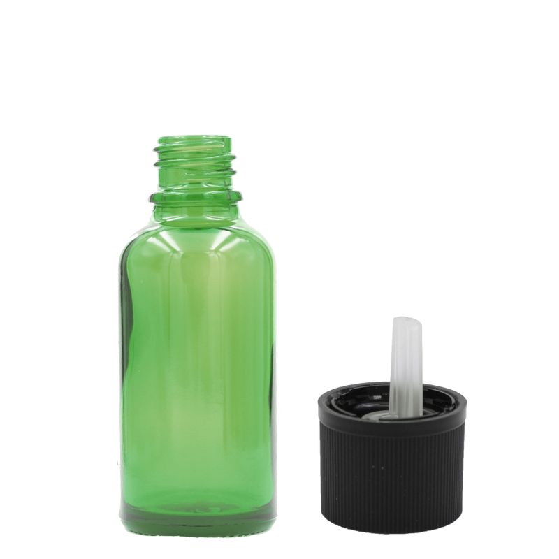 15ml Zelená Skleněná Lahvička - Bez Uzávěru