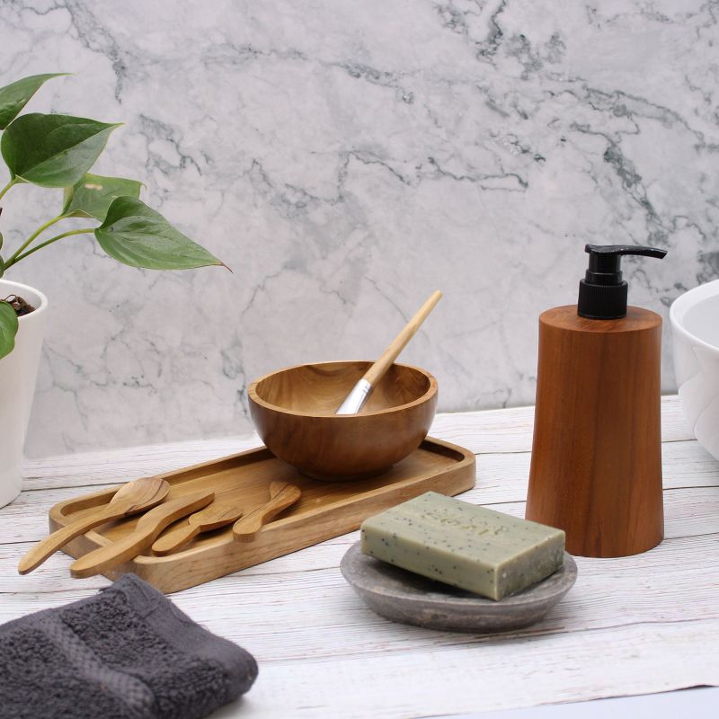 Distributeur de savon en bois de teck naturel - Cône