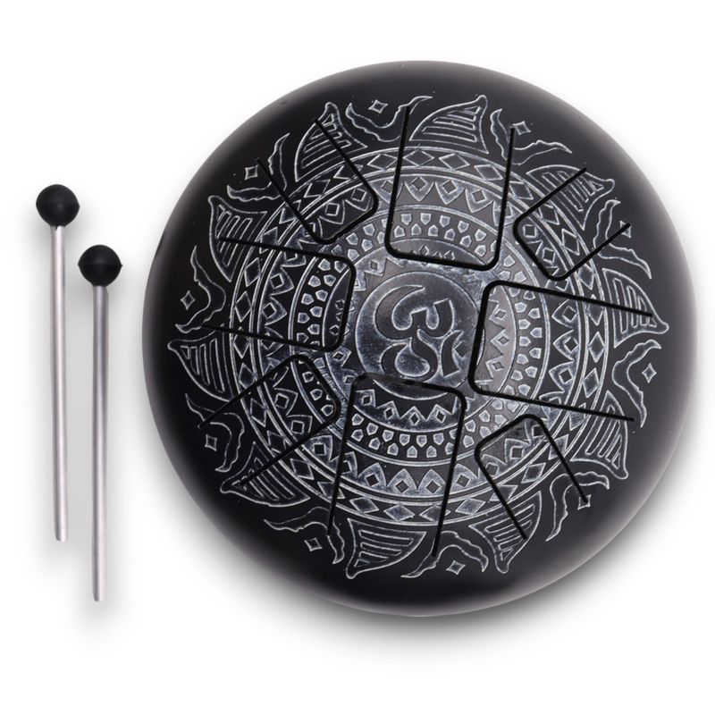 Tambour Tongue Drum en Acier OM Mandala Gravé - 22x15 cm