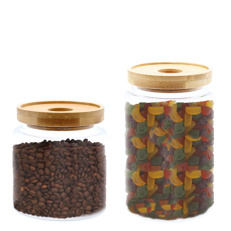 Bocal en Verre Couvercle Bambou - 15cm