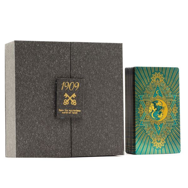 Tarjeta de Tarot con Foil en Oro y Turquesa - Conjunto de Regalo