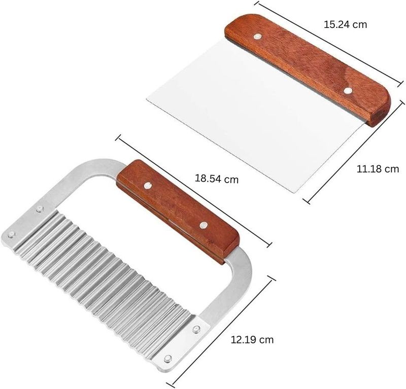 Dřevěný Krájecí Set - Rovný a Vlnkový Kráječ