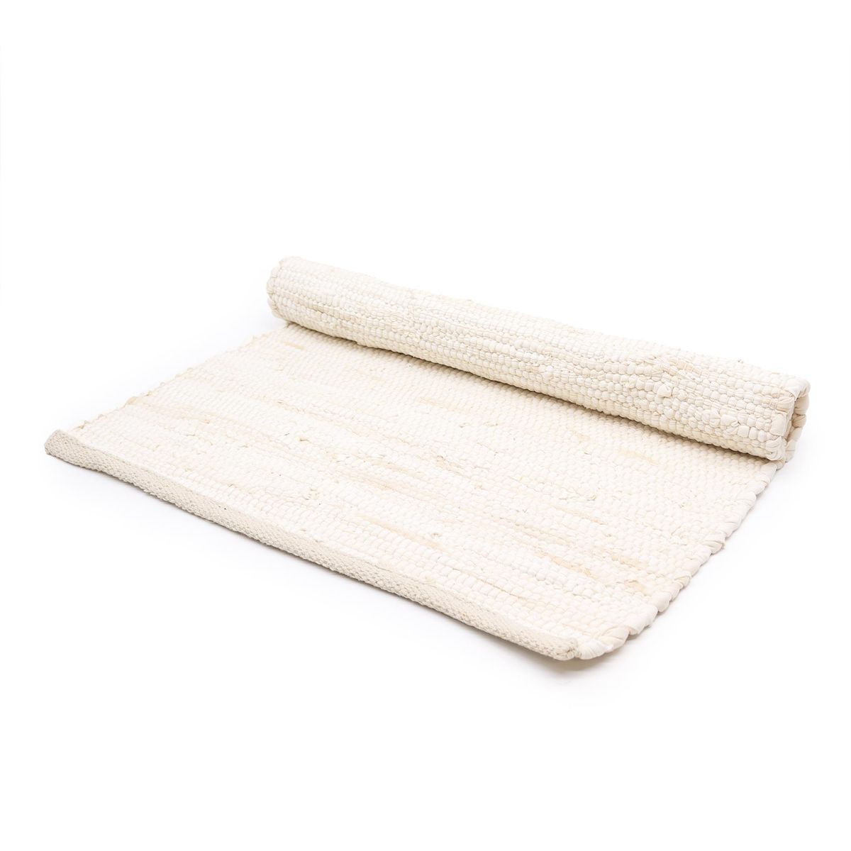 Tapete indiano médio de algodão tecido à mão - 90x150cm - Creme