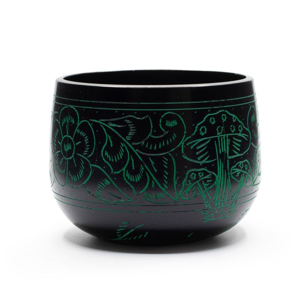 Cuenco tibetano de caldero - Hongo mágico - Verde (15cm)