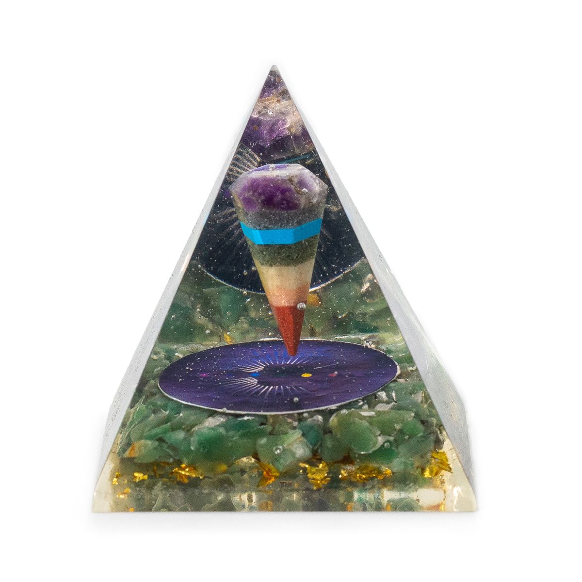 Piramides de orgonite médias 7x6 cm - Pêndulo - Fragmentos de aventurina verde