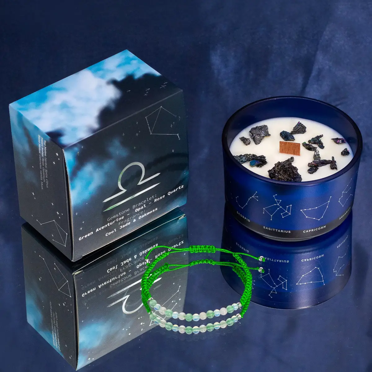 Zodiac Crystal Candle with Gemstone Bracelet - Libra — Candles · GlowDuty apothecary