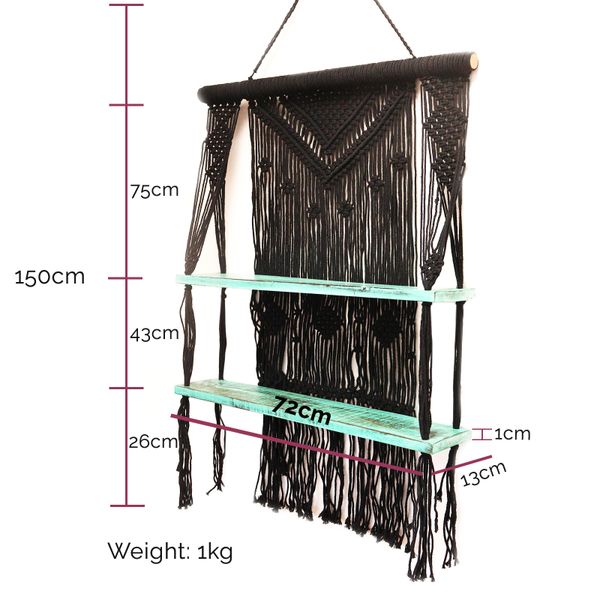 Étagères suspendues en macramé - Bleu