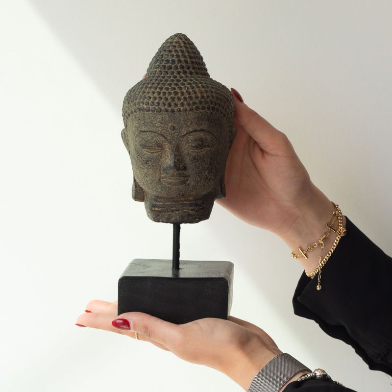 Tête de Bouddha sur Support - Gris