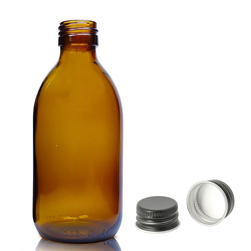 250ml Jantarová Skleněná Lékovka - Bez Uzávěru