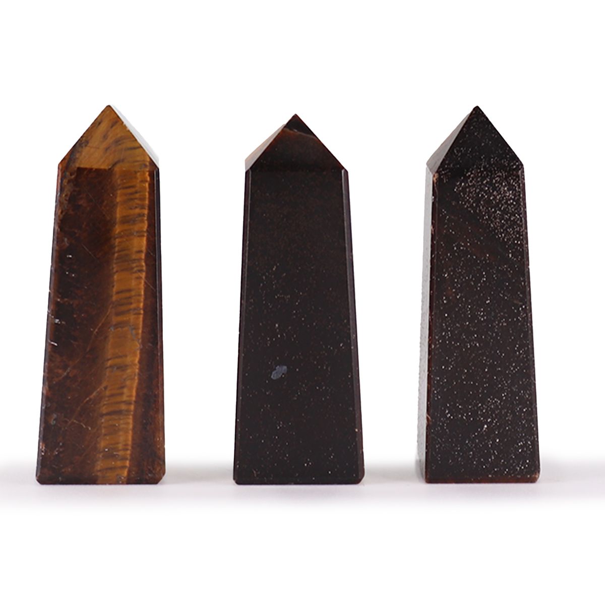Pontas de obelisco de pedras preciosas com perto de 5 cm - olho de tigre