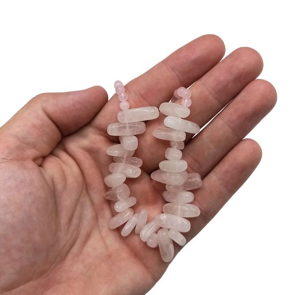 Collier de Gemmes Longues - Quartz Rose